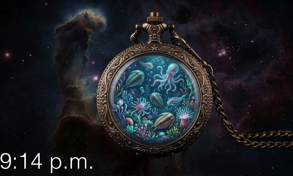 cambrian explosion at 9:14 pm when it is being compared to a single human day.