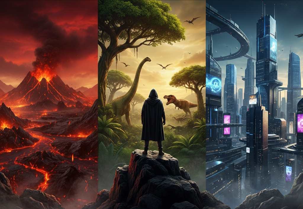 Traveller witnessing the transition of earth from Hadean to Phanerozoic eon.