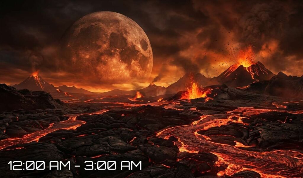 this image shows the earth timeline during hadean eon compared to earth single day of human.