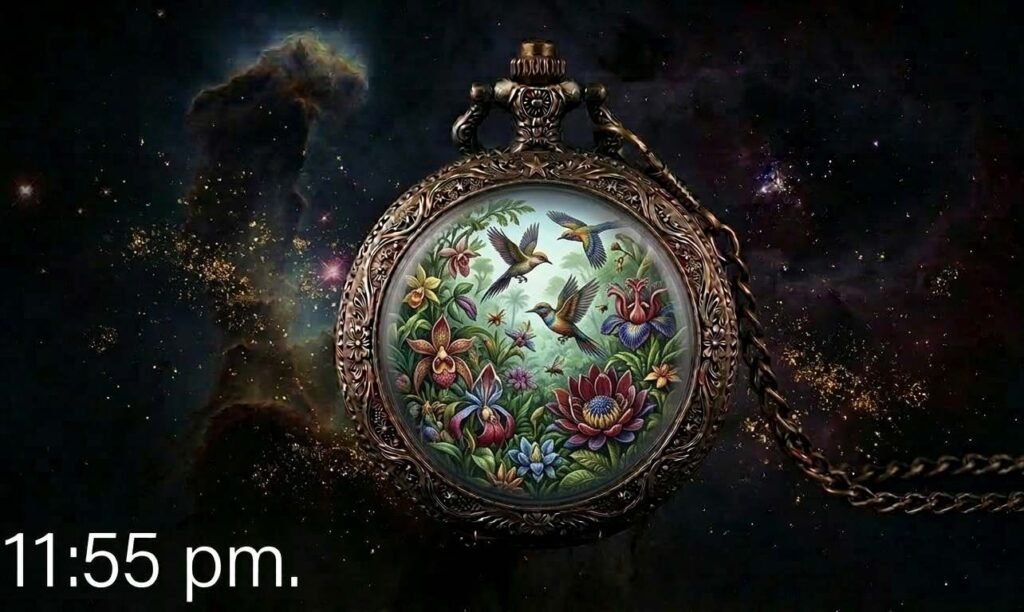 first flower and bird appered at 11:15 pm compared to a human day.