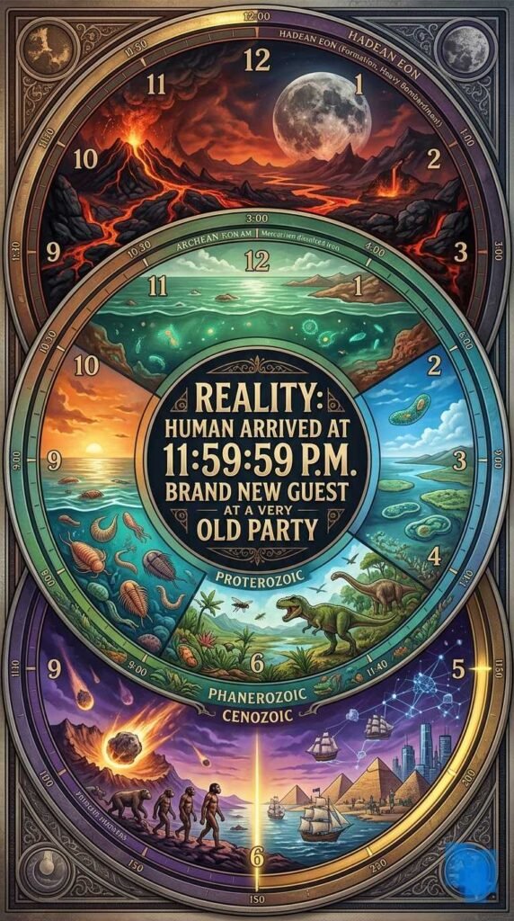 this images show's earth entire timeline in a single image form hadean eon to this very second.